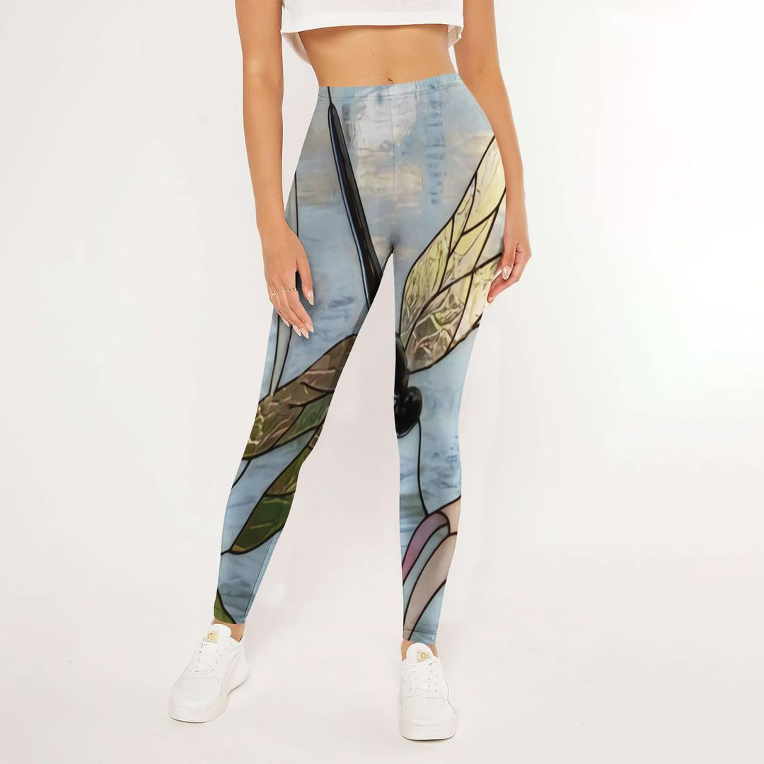 Dragonfly Glass Flower Leggings | Yoga Pants For Women | Spanx Leggings | Leggings For Women