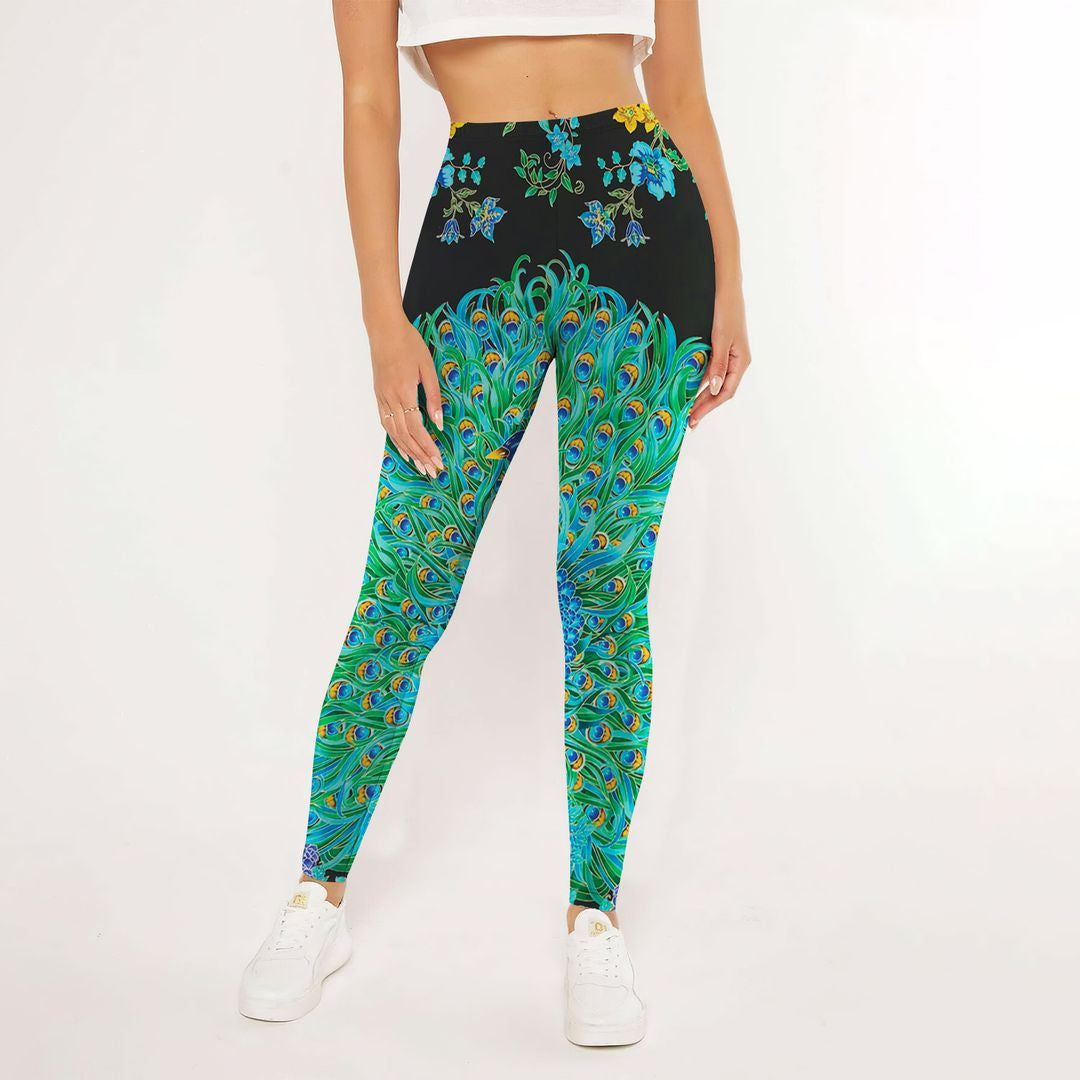 Peacock Enchanted Leggings | Yoga Pants For Women | Spanx Leggings | Leggings For Women